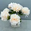 Flor de Peônia Simulada com Seis Cabeças, Grande Buquê Artificial de Peônia Estilo Francês, Sensação de Alto Padrão, Frete Internacional Disponível, Flores Artificiais para Uso em Casamento