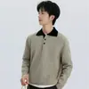 Outono e Inverno Nova Norma Core Estilo Old Money Cor Contrastante Design de Gola Alta Casual Versátil Tricô Polo Pulôver Tricô