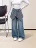 Jeans de Cuadros para Niña Otoño con Solapa Trasera 2026 Nuevo Estilo Coreano Sueltos Elegantes Casual Versátiles Pantalones Rectos para Niños