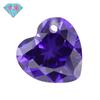 Huagang Gema Agujero Único Forma de Corazón Zircón Azul Púrpura Piedra Nudista Azul Púrpura CZ Artificial Perforado Incrustado Primera Joyería DIY