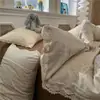 Conjunto de quatro peças em gaze plissada estilo princesa, algodão puro lavado com acabamento em renda, imitação de algodão ultrassuave para dormir sem roupa, conjunto de três peças para estudantes