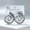Pendientes Retro de Nicho de Gama Alta con Nudo de Lazo y Diseño Espiral para Mujer, Estilo Geométrico Retorcido de Metal, Pendientes de Acero Inoxidable con Cierre de Presión l