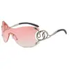 Moda Europeia e Americana Óculos de Sol Femininos Sem Aro em Formato de Cobra Designer High-End Óculos de Sol Protetores Solares Estilo de Rua Tendência Transfronteiriço
