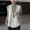 Chaleco Cardigan de Punto Grueso de Lana Pura de Siete Agujas con Cuello en V, Chaleco Irregular sin Mangas en Capas, Nuevo de Invierno 2026