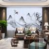 Nuevas Cortinas Estilo Chino con Pintura de Paisaje a Tinta para Sala de Estar, Oficina, Dormitorio, Ventana Saliente, Cortinas Transparentes Semiblackout de Piso a Techo