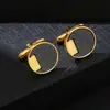 AliExpress deseo Venta Caliente Gemelos Redondos de Ónice Negro y Diamante Moda Francesa Gemelos para Camisa de Hombre