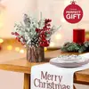 2026 Árbol de Navidad de Escritorio de Amazon Decoraciones Navideñas DIY Corteza de Pino Simulada Adornos de Árbol en Barril de Madera en Stock