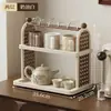 Estante de Almacenamiento para Tazas Estilo Medieval Escritorio Estante de Almacenamiento para Vasos de Agua Tazas de Té Mesa de Comedor Bandeja de Té Hogar Taza de Doble Capa