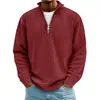 2025 Nova Coleção de Outono da Amazon Camisas Casuais Masculinas Gola Alta Zíper Veludo Cotelê Manga Longa Camisa Polo Masculina