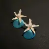Brincos Vintage de Concha Flor Estrela do Mar Pérola Artificial Brincos de Praia