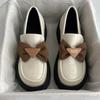 Mocasines de suela gruesa y combinables para mujer, otoño 2024, con lazo, estilo británico, plataforma, pequeños zapatos de cuero para mujer