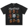 2025 transfronterizo primavera y verano 300g camiseta de manga corta vieja marca de moda T-shirt americana pesada impresión directa por pulverización cuello pequeño