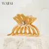 Wjia Elegante Francés de Gama Alta Clip Hueco de Flor de Ácido Acético Pinza Tiburón Elegante Femenina Pinza para el Cabello Pinza Pinza Accesorios para el Cabello