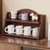Estante de Almacenamiento para Tazas de Escritorio, Gabinete de Tazas para Encimera, Aparador, Estante para Colocar Tazas de Café y Vasos de Agua, Estante de Almacenamiento Multifuncional
