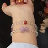 Pulsera Doble Círculo de Cristales Multi-Preciosos Naturales para Mujer, Pulsera de Perlas de Cristal Blanco, Diseño Sencillo, Joyería de Estilo Original