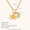 Pulsera con Sentido de Diseño de Nicho de Temperamento Moderno de Moda Transfronteriza Europea y Americana Juego de Joyería de Acero Inoxidable Chapado en Oro de 18K Estrella Luna Clip de Papel