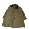 Roupas infantis coreanas 2026 outono e inverno novo casaco de lã verde vintage e verde alga para meninas, jaqueta de lã de comprimento médio