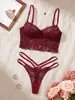 Conjunto de Sutiã Push-Up Modelador com Renda Estampada de Peixe Cross-Border Ozon Mais Vendido Estilo Europeu e Americano
