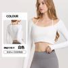 Estilo Novo Outono e Inverno Top Cropped Curto Canelado Roupa de Yoga Manga Longa Feminino Slim Fit Gola Halter Top Fitness com Bojo