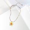 Collar de flores de cristal con cuentas de arroz de colores hecho a mano, collar de cadena de clavícula con margaritas lindas y dulces de dopamina para niña