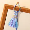 Franjas de fio de algodão torcido à mão com gradiente estilo Xizang DIY Pingente de bolsa de carro para pendurar Pingente de leque Hanfu Argola de dedo para segurar Adorno pequeno