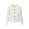 Chaqueta Corta de Tweed para Mujer en Primavera y Otoño, Cuello Redondo Estilo Francés con Botones Dorados, Ropa para Mujer de Lujo Ligero, Boutique de Alta Sociedad