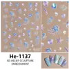 Redanco Novo Adesivo de Unha Manicure Adesivo de Unha Estéreo Marinho 5D em Relevo Água-viva Estrela do Mar Concha He-1138
