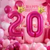 Venta al por mayor transfronteriza Globos digitales de corona de cumpleaños de 32 pulgadas Globos de película de aluminio digital rojo rosa Fiesta de cumpleaños Aniversario