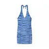 Vestido de punto de tirantes sexy con escote en V y espalda descubierta, estilo europeo y americano, para verano, que realza la figura