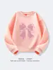 Lindo Lazo Rosa Ropa Dulce para Niña Primavera y Otoño Nuevo Suéter Infantil de Manga Larga Pulóver Ropa de Princesa