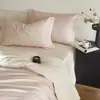 Juego de cuatro piezas de ropa de cama para dormir color rosa nude suave de algodón de fibra larga, 100 unidades, sábana y funda de edredón de satén 100% algodón, algodón puro, Clase A, apto para bebés y madres