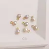 Borda de pingente com concha de ouro 14K que retém a cor, acessórios DIY feitos à mão, pérola sintética, conector duplo para pendurar, acessórios para joias
