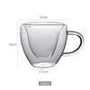Taza de Café con Leche de Doble Capa Personalizable en Forma de Corazón, Vaso de Agua de Alto Borosilicato en Forma de Corazón, Suministro Transfronterizo de Vasos de Vidrio de Amor para Parejas
