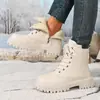 Comercio Electrónico Transfronterizo Tallas Grandes Botas Martin de Caña Alta 2026 Nuevo Estilo Invierno para Mujer Forradas de Borrego Engrosadas Cálidas Cremallera Lateral Botines