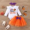 Comércio Exterior Novo Traje de Renda Estampado de Halloween Saia de Renda com Laço de Abóbora