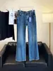Calças indispensáveis para o seu guarda-roupa de outono e inverno! Jeans reto flare de algodão de alta elasticidade, estilo retrô de Hong Kong, cintura média-alta, lavagem azul escuro, para mulheres