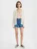 Tejido de punto francés para mujer 2026 Primavera, estilo Xiaoya, cárdigan con protección solar de manga larga, jacquard calado de lino Tencel, cuello en V