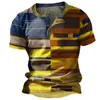 Camisa Henley para Hombre con Estampado Cuadros Coloridos 3D Hip-Hop Moda Urbana Tendencia Cuello Henley Manga Corta