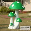 Ornamentos de Cogumelos Grandes para Simulação Escultura de Planta em Fibra de Vidro para Exterior Decorações de Paisagismo de Jardim para Venda de Vilas Verdes