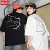 Camiseta de Manga Corta con Estampado de Letras en Contraste, Marca Americana de Moda Personalizada/Personalizada, Camiseta Casual Holgada de Verano para Hombre