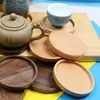 Alfombrilla para Juego de Té de Madera Nogal Negro Taza de Té Alfombrilla de Madera Alfombrilla para Té de Flores Madera Maciza de Haya Posavasos de Madera Tetera Alfombrilla de Madera