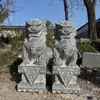 Um Par de Enfeites de Leão de Pedra para Uso Doméstico, Adequado para Porta da Frente ou Local de Sepultamento, Esculturas de Pedra em Tamanho Mini Feitas de Pedra Azul