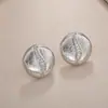 Diseño de Nicho Exquisitos Pendientes de Botón Rayados Cepillados de Circonita Redonda Moda Temperamento Retro Versátiles Accesorios de Pendientes de Personalidad