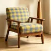Cadeira Hank, sofá individual de madeira maciça, conjunto de mesa de chá e cadeiras de hotel, cadeira estilo vintage, móveis para café e pousada, cadeira de sofá para lazer e relaxamento