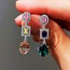 Cao Shi Nueva Recomendación de Amazon Estilo de Lujo Accesible Pendientes Ovales de Circonita Pendientes de Piedras Preciosas Coloridas de Gama Alta para Mujer