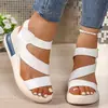 Sandalias de Verano 2026 Estilo Coreano Nuevo, con Velcro, Suela Gruesa para Mujer, Transpirables, Punta Abierta, Tira Tejida, Cuña, Zapatos de Playa, Tallas Grandes