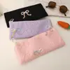 Nueva Bolsa de Lápices con Lazo de Alta Apariencia Ins de Gran Capacidad para Niña Bolsa de Papelería Bolsa de Almacenamiento para Estudiante Bolsa de Cosméticos