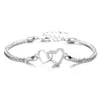 Pulsera Love Chopin para Mujer de Plata 925 con Corazones Entrelazados Pulsera de Moda Ins Elegante Diseño de Nicho Joyería