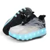 Sapatos de caminhada de celebridade da internet carregando luz piscante meninas Crianças estudantes sapatos de patinação sapatos de patinação de duas rodas masculinos podem receber rodas sapatos de purga