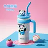 Taza Termo de Mascota Linda de Dibujos Animados de Alta Apariencia, Taza con Popote de Gran Capacidad, Taza de Hielo Térmica y de Aislamiento Frío de Acero Inoxidable 316 para Oficina